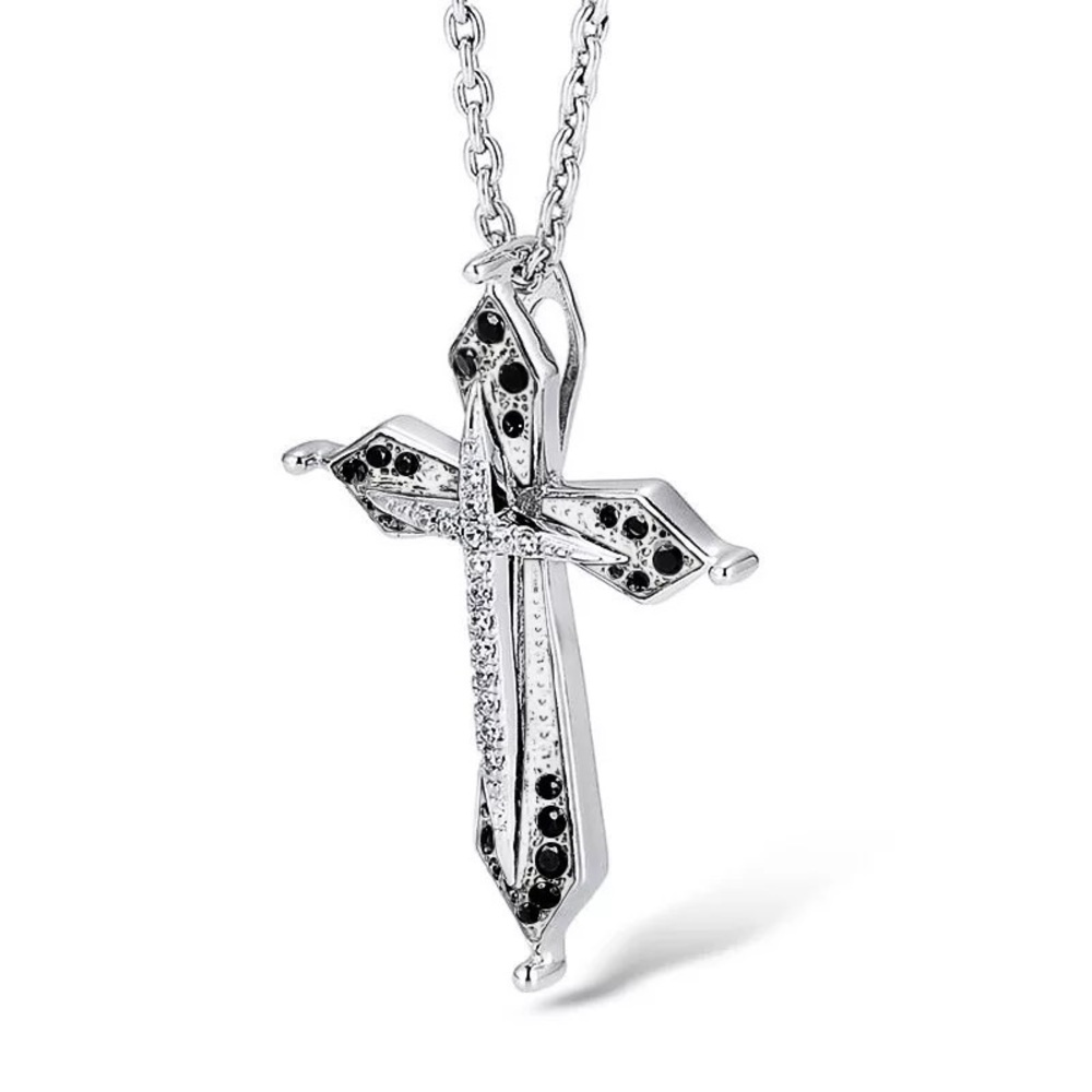 New Men Women Religious Cross Sapphire Necklace - Picture 1 of 6